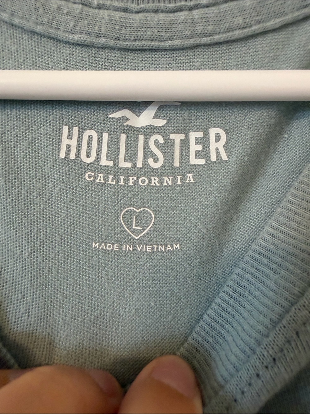 Hollister Crewneck Tee in Sage Blue with White Logo - Picture 2 of 5
